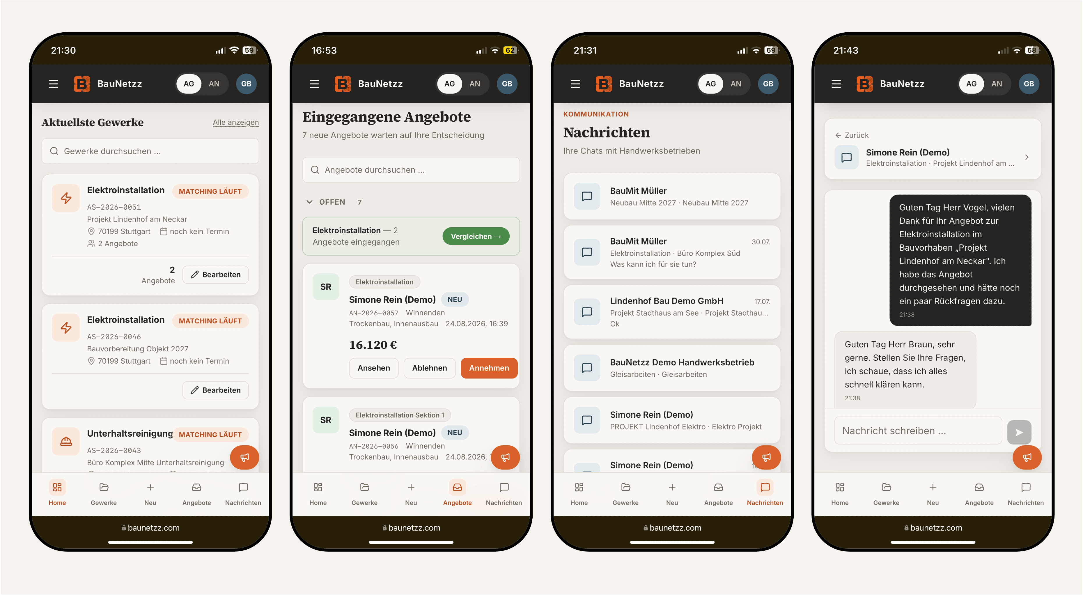 BauNetzz auf Smartphone, Tablet und anderen Geräten